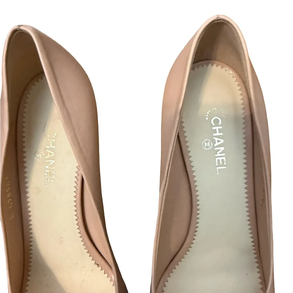 CHANEL Women's Nude Peep Toe Heels - Picture 3 of 8